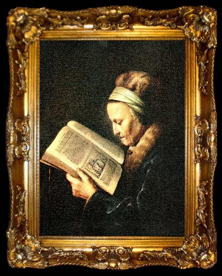 framed  Gerard Dou portratt av rembrandts mor, ta009-2